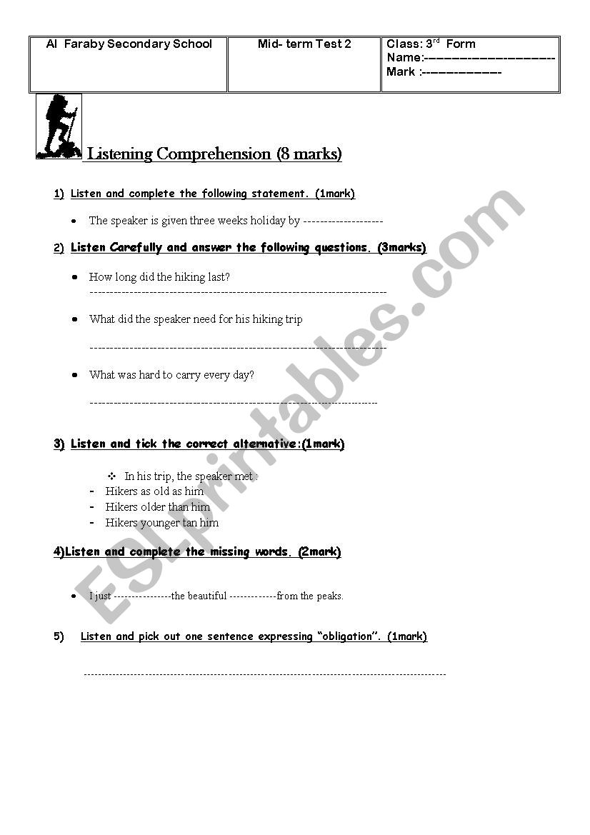 Mid-Semester Test n2 Third Form