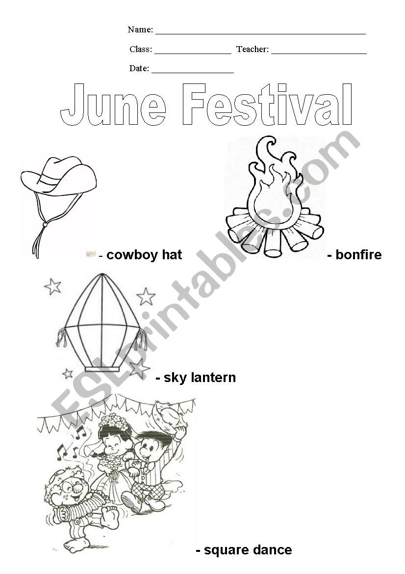 June Country Party worksheet