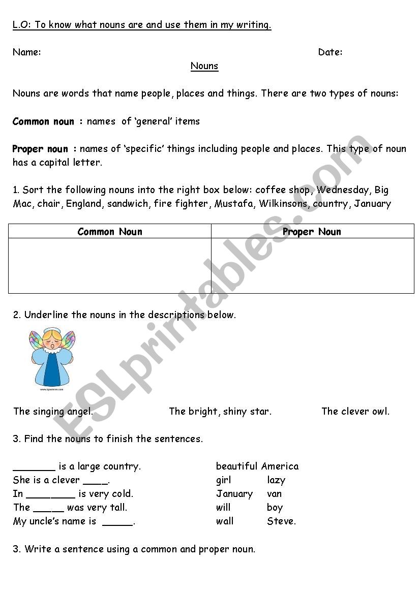 Nouns  worksheet
