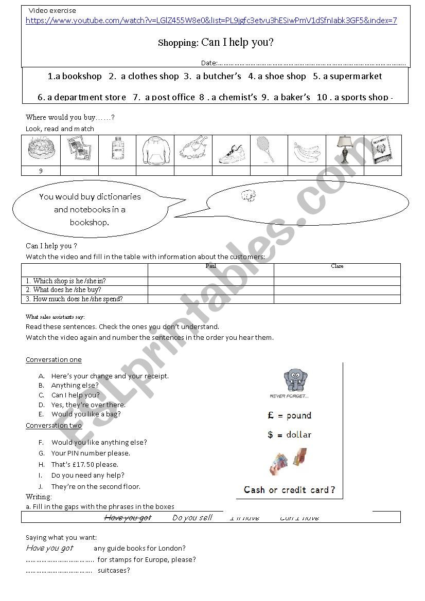 Can I help you? worksheet