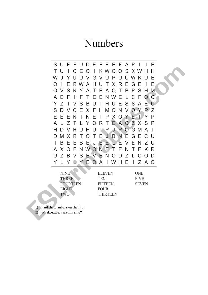 Numbers worksheet