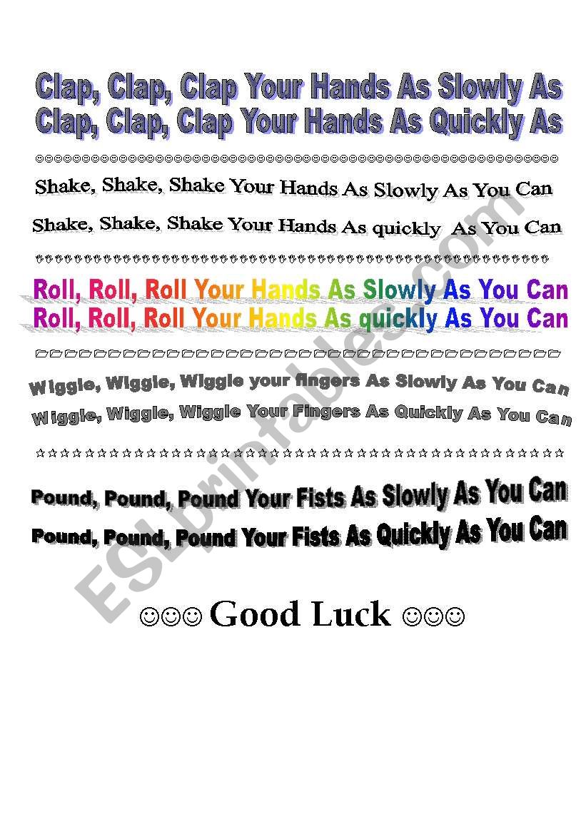 clap your hand worksheet