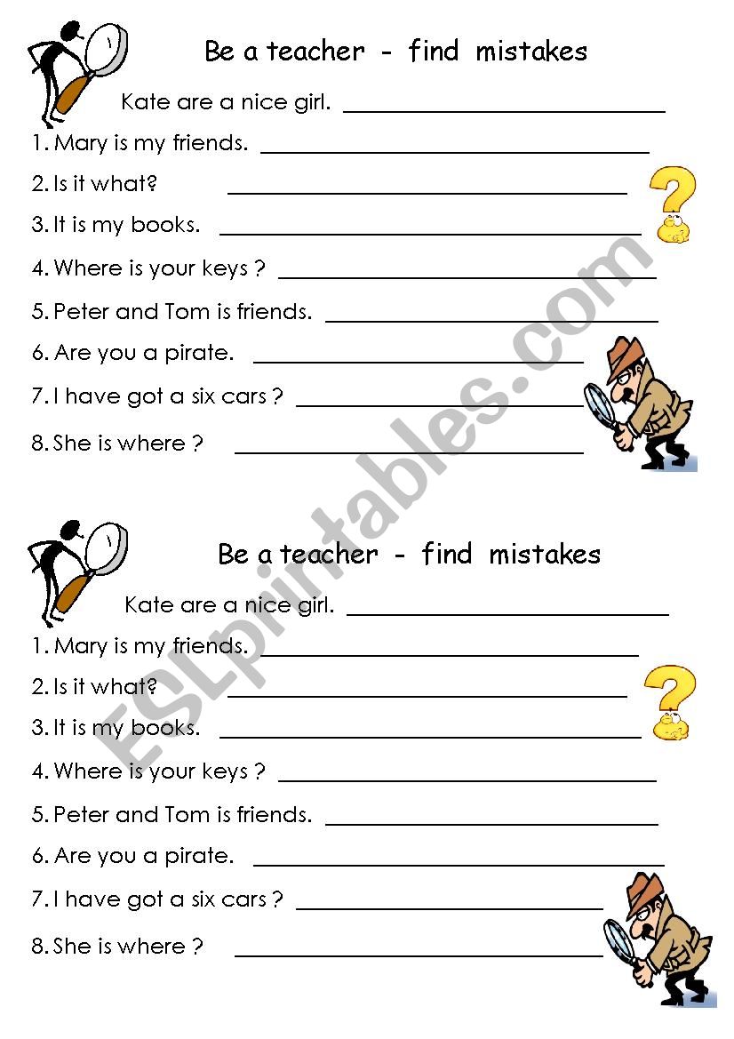 Correct mistakes. Very easy worksheet