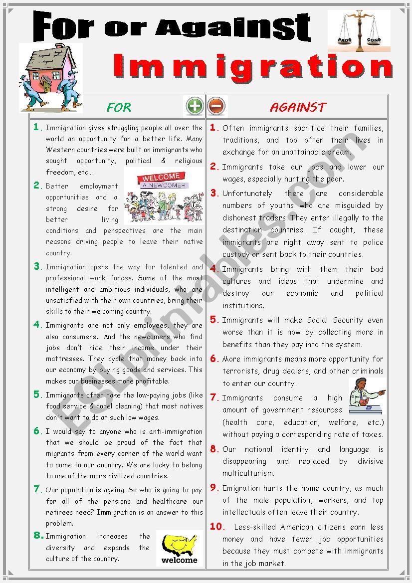 For or against immigration (Debating)