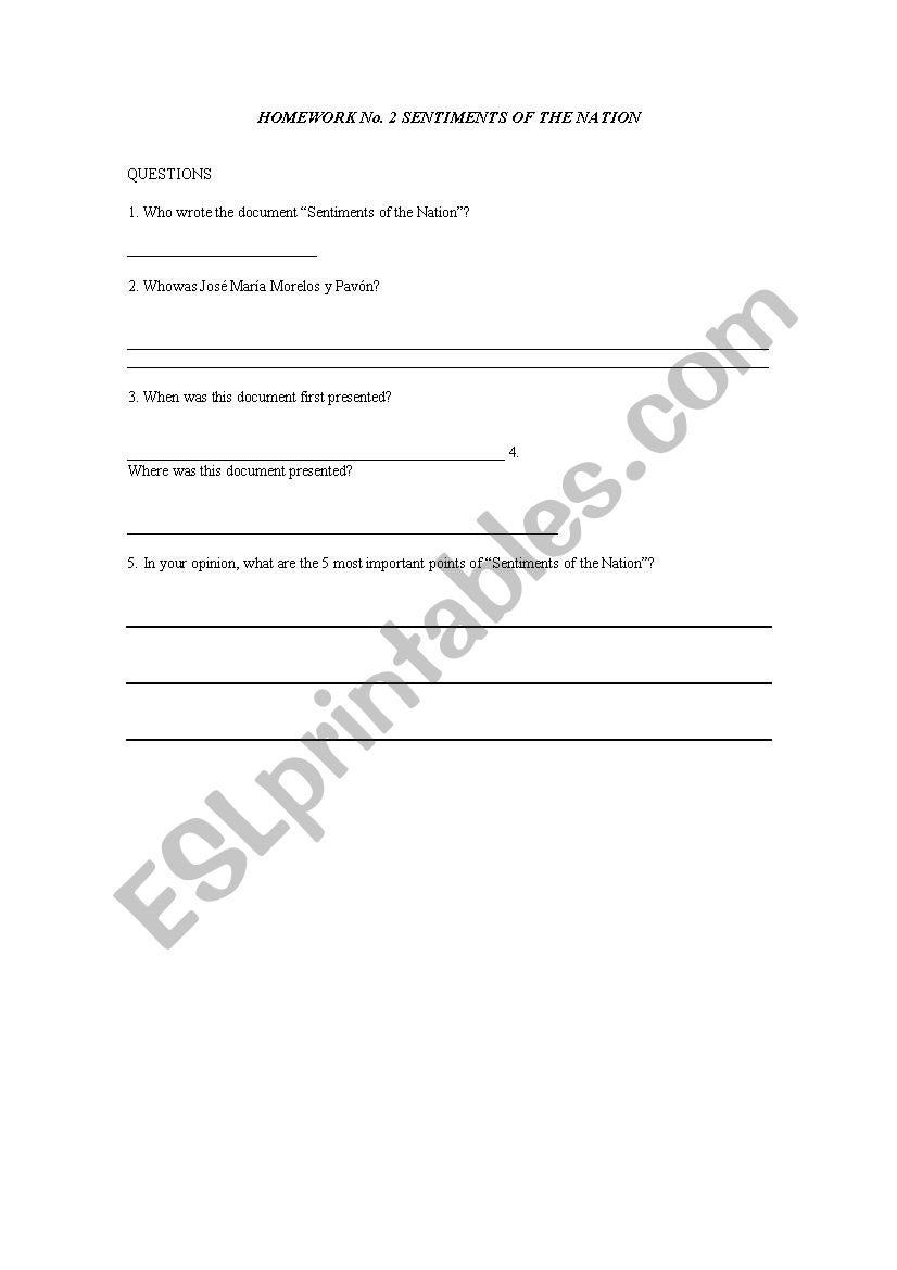 sentiments of the nation worksheet