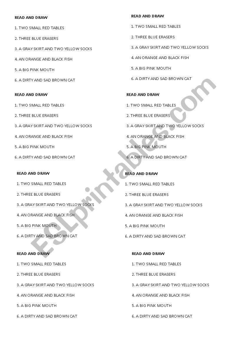 READ AND DRAW - revision of topics