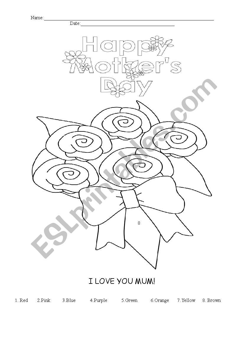 Mothers Day worksheet