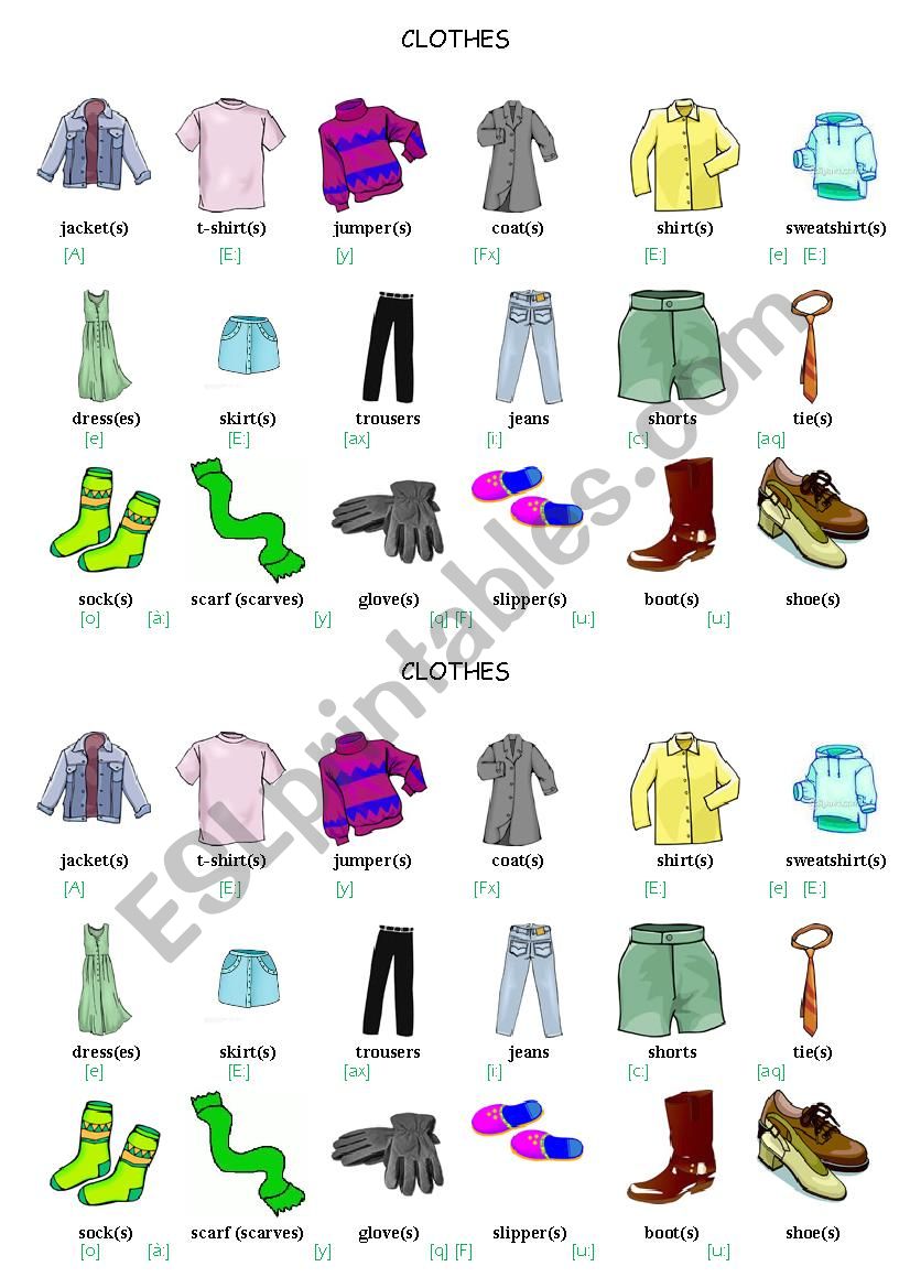 clothes vocabulary - ESL worksheet by porcelaine31