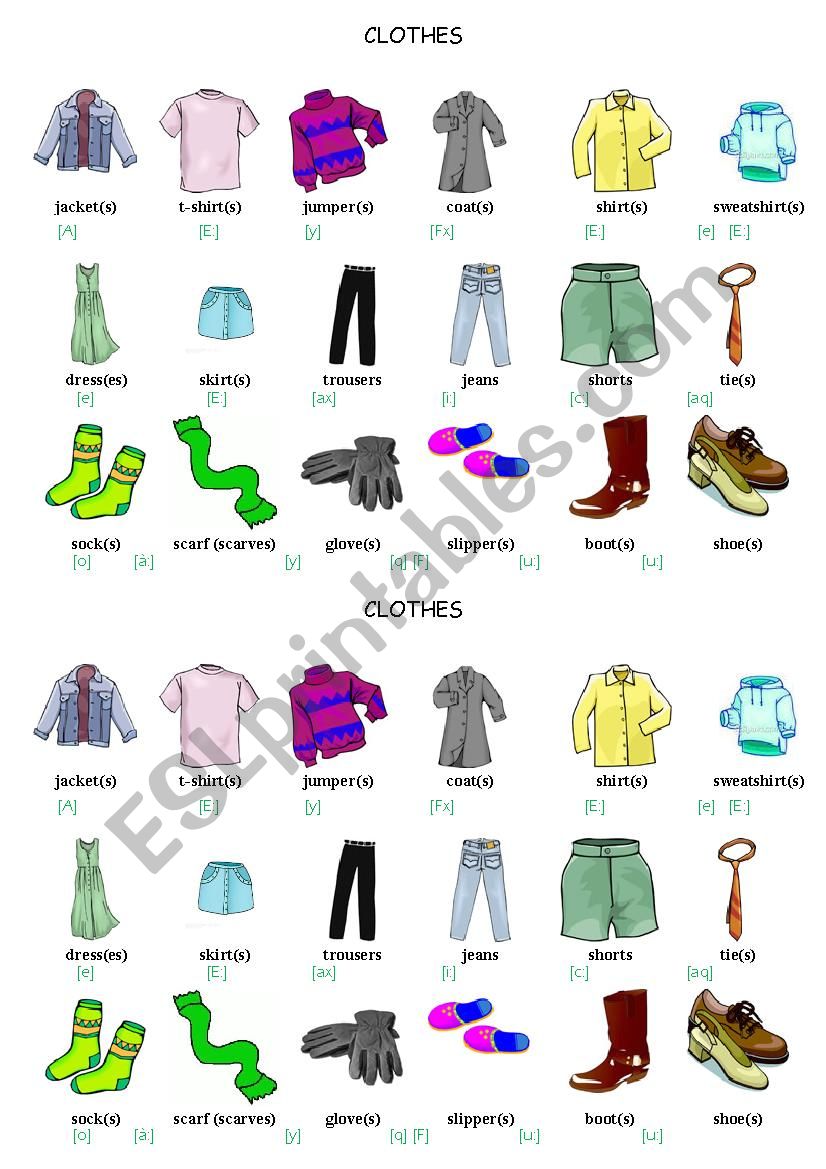 clothes vocabulary worksheet