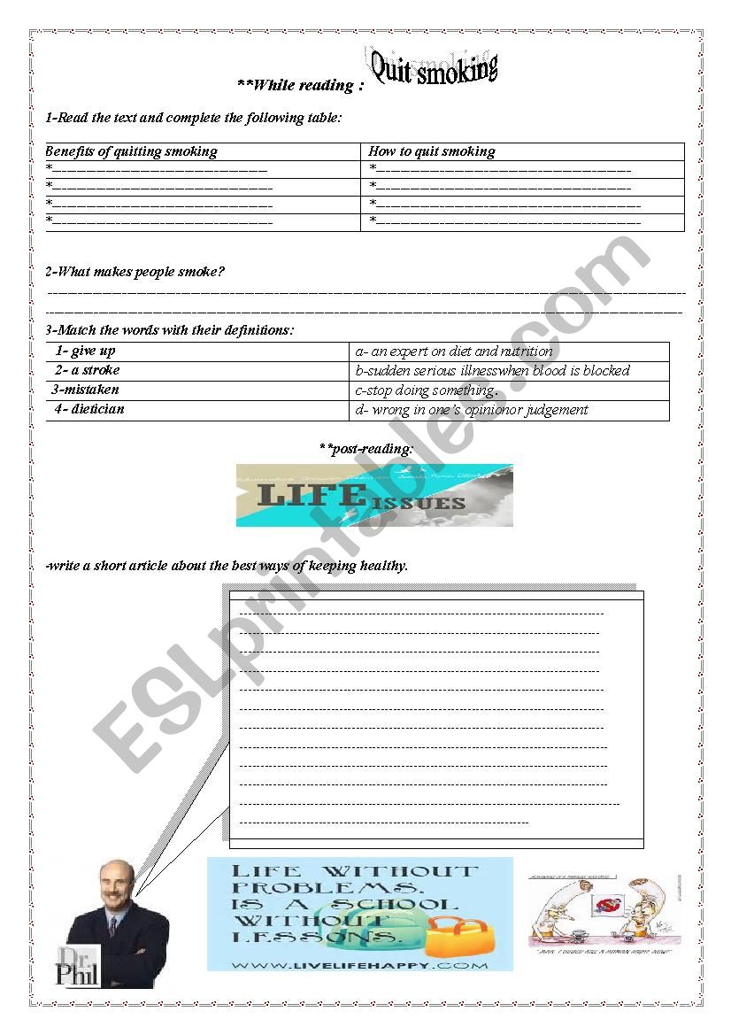 life concerns part 2 worksheet