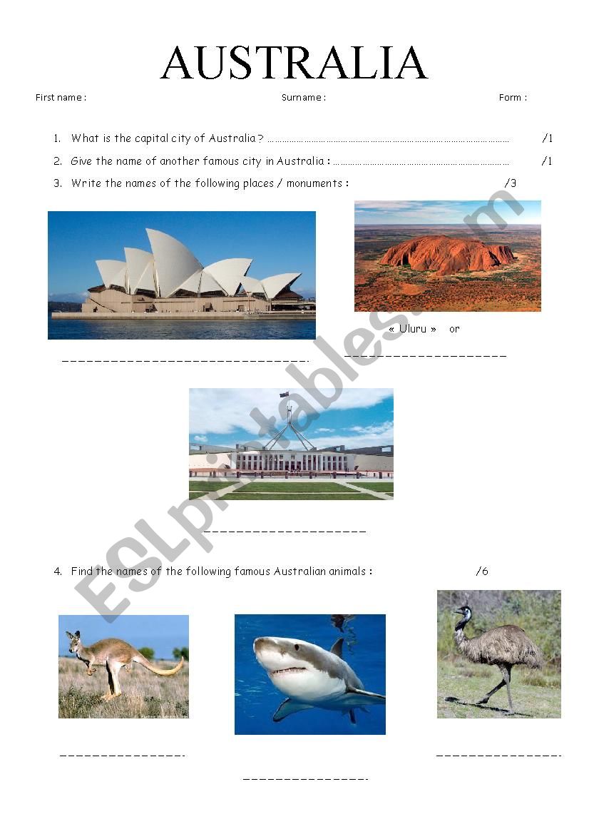 quest Australia ESL worksheet by lupime