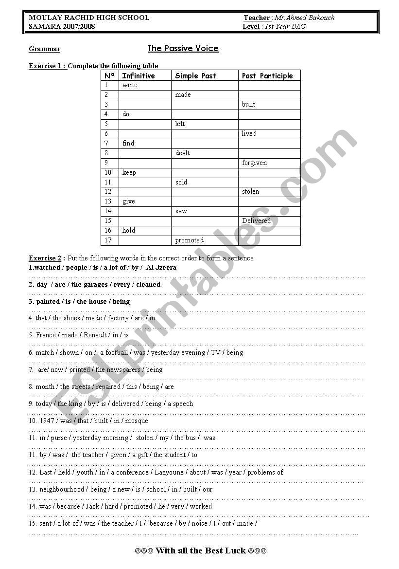 Passive Voice worksheet