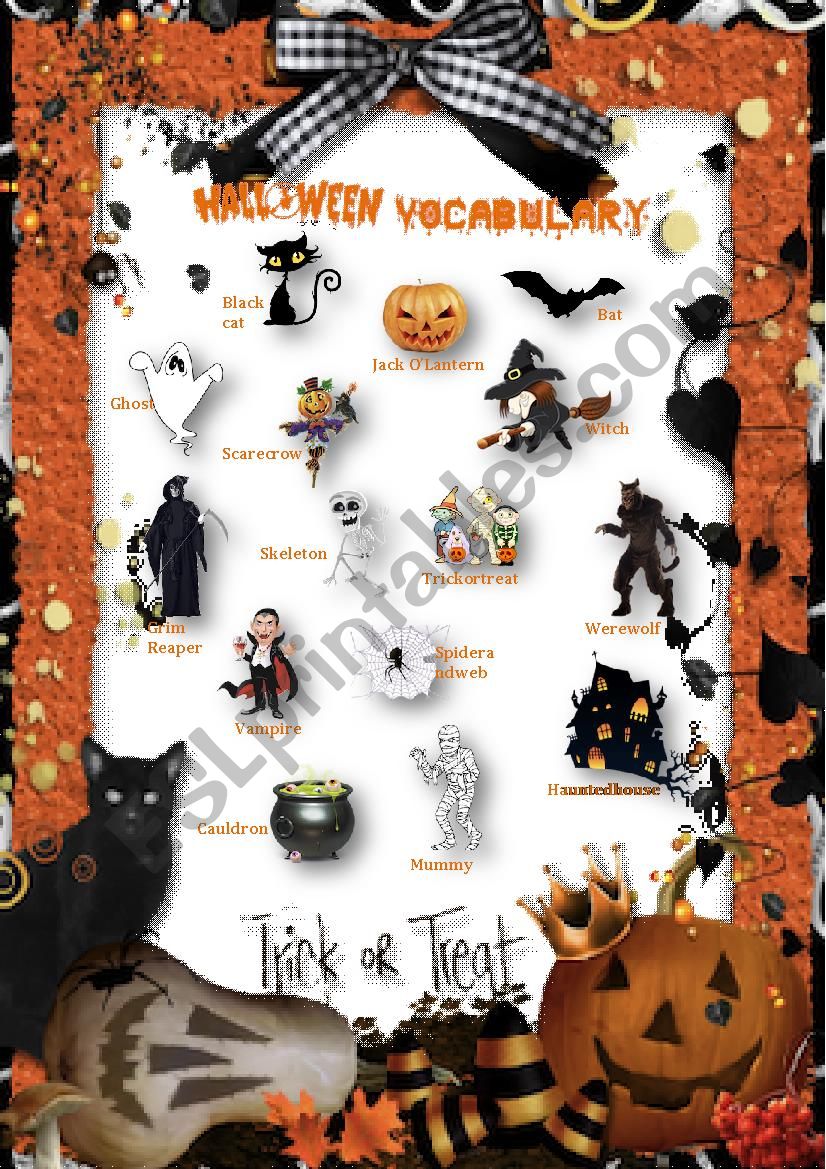 Halloween-Picture dictionary worksheet