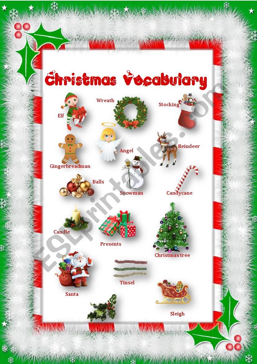 Christmas-Picture dictionary worksheet