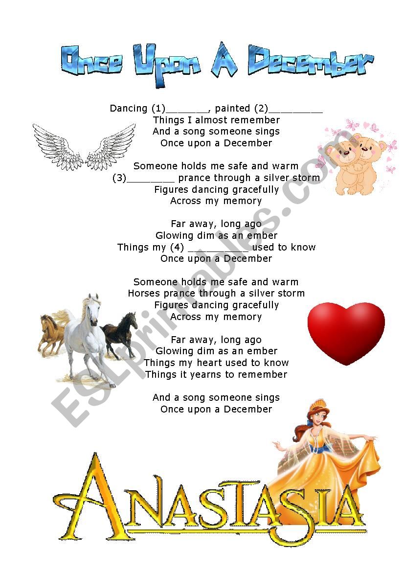 Once upon a December worksheet