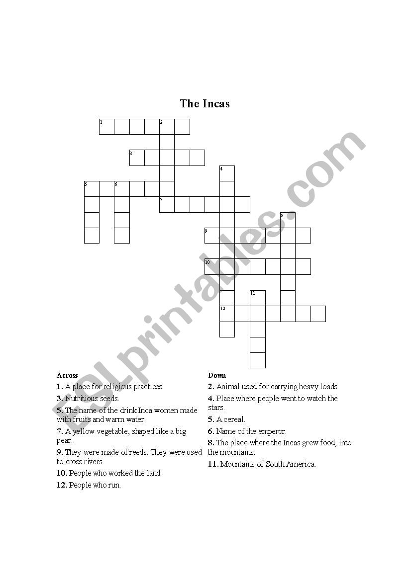 The Incas worksheet