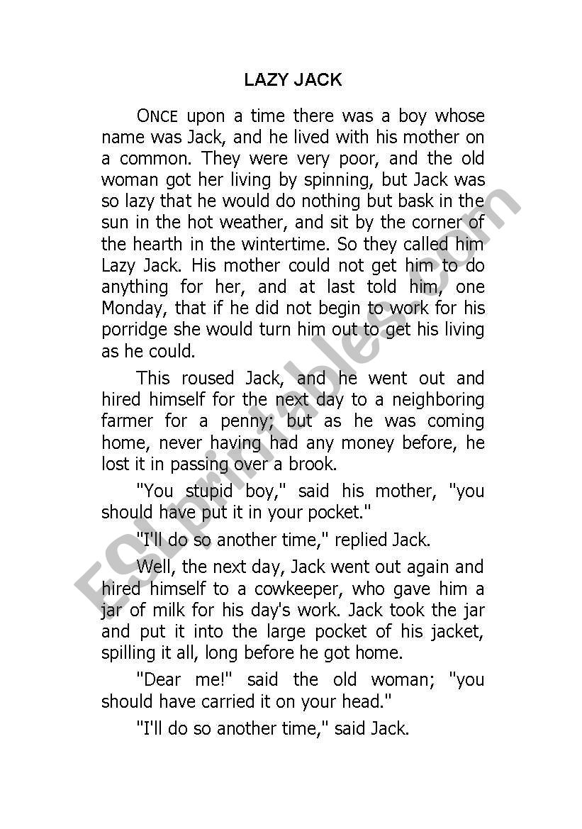 reading worksheet