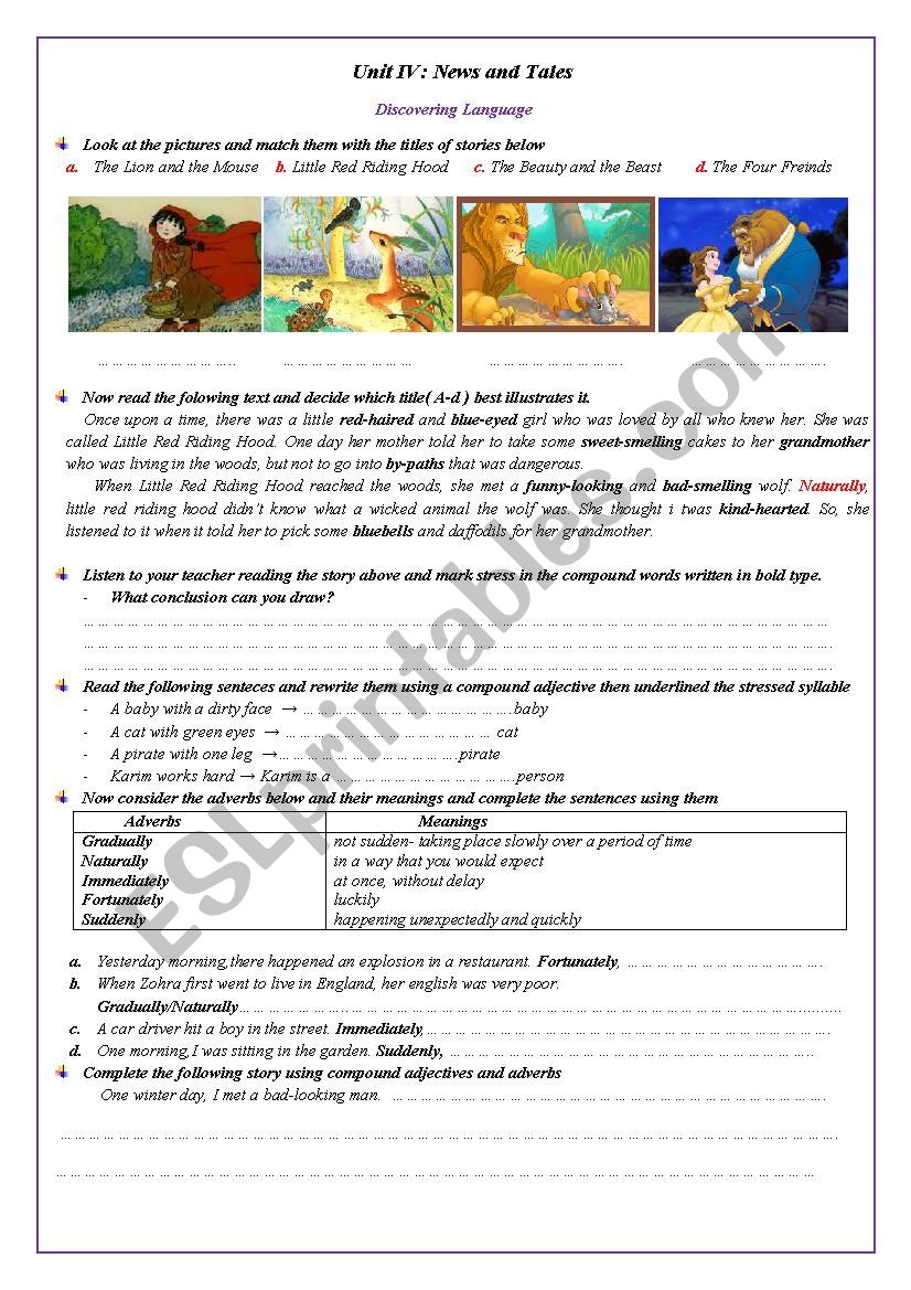 tales worksheet