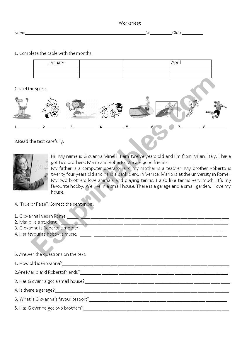 sports+grammar worksheet