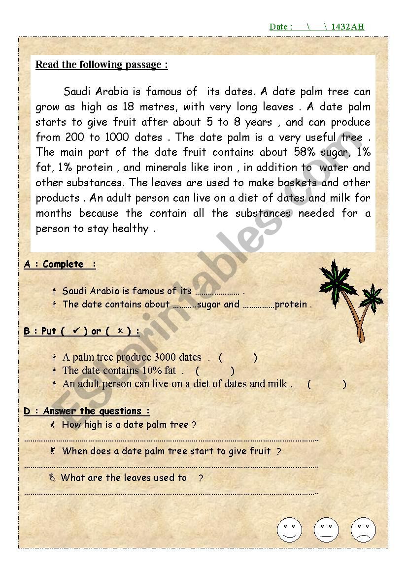 palm tree worksheet