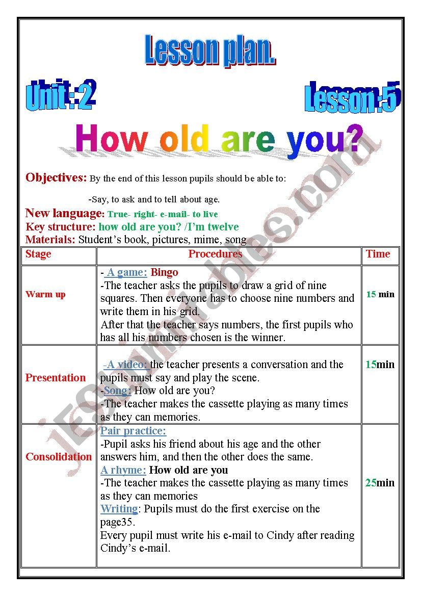 how old are you? worksheet