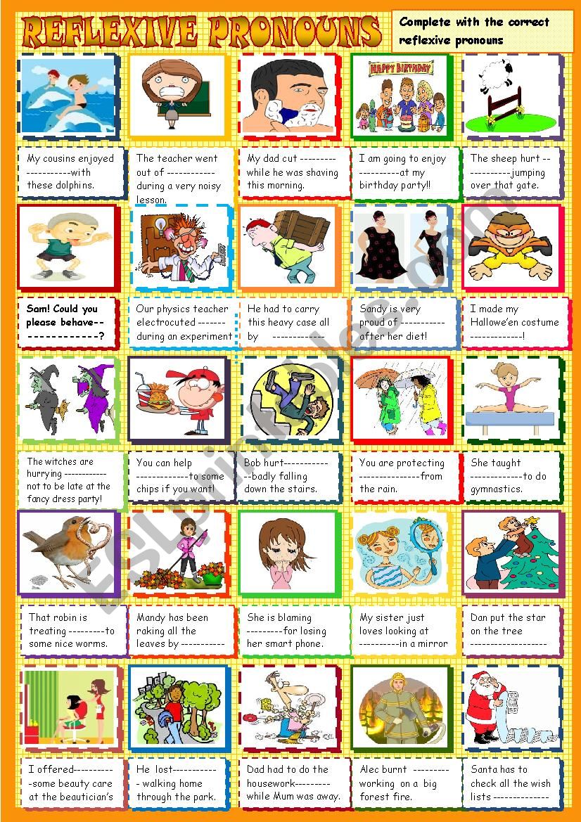 Reflexive pronouns : practice worksheet