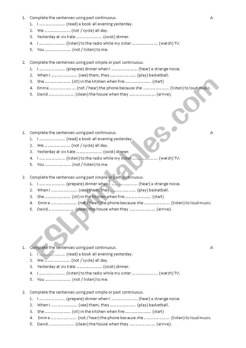 past simple past continuous short test