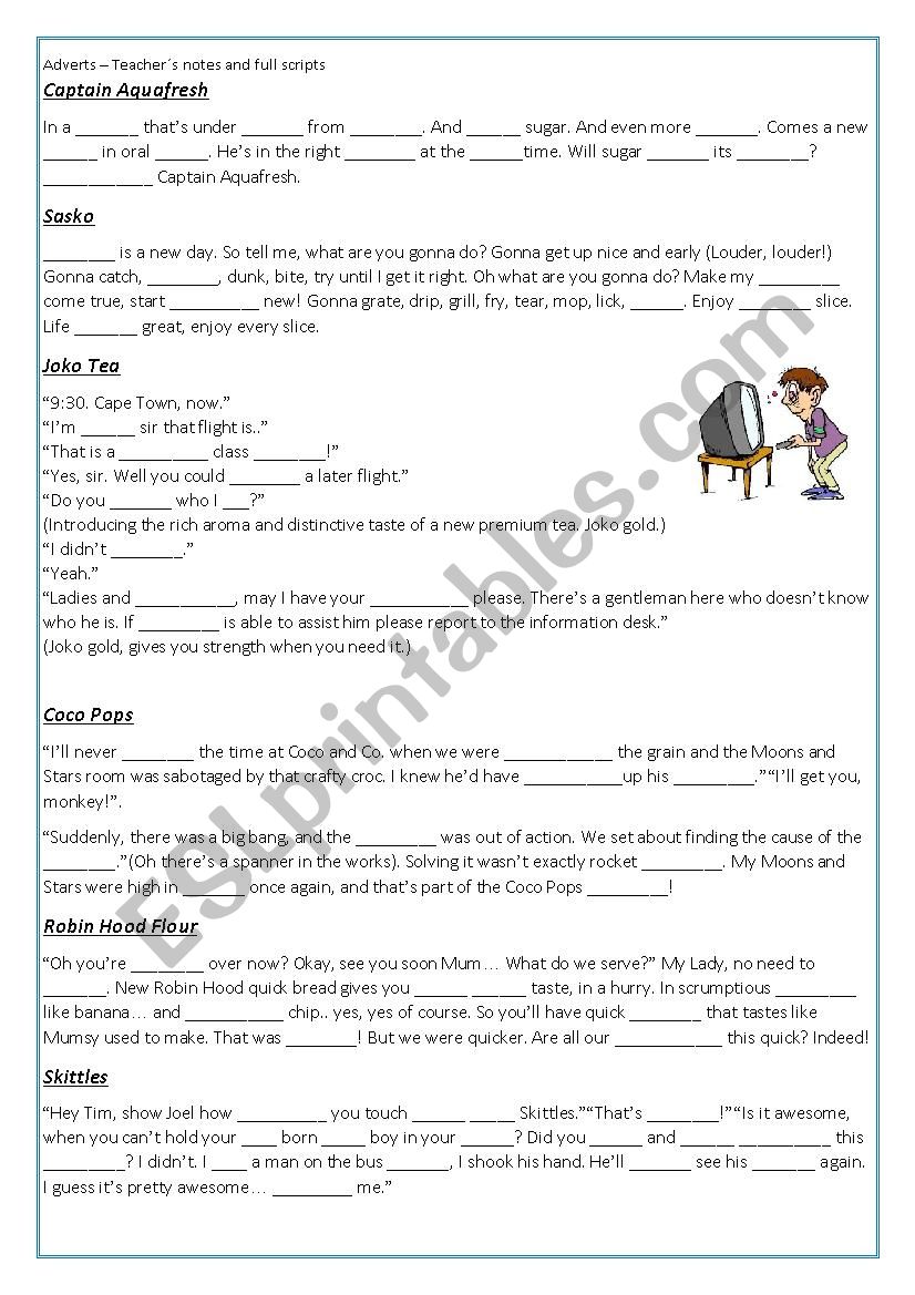 TV adverts (1/3)  worksheet