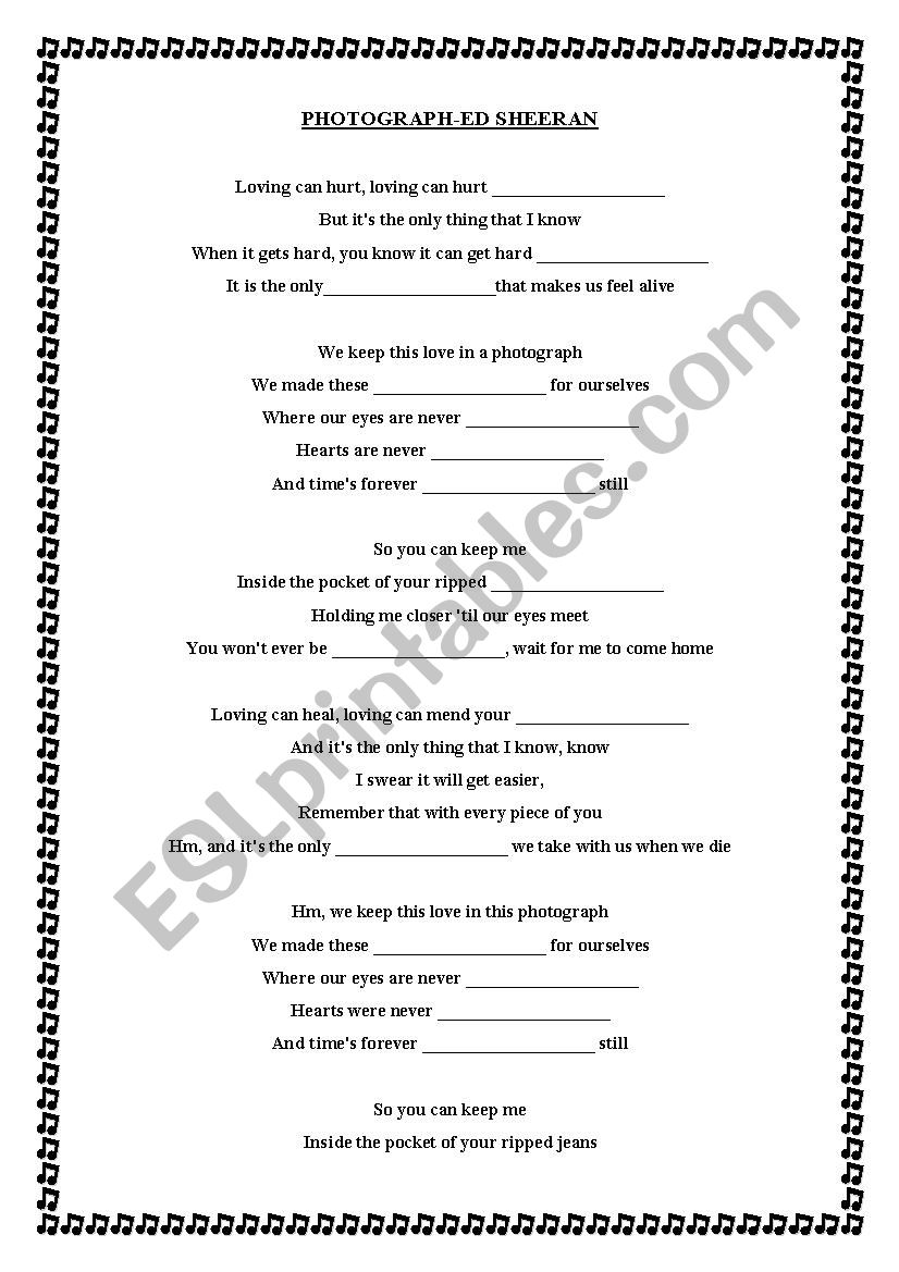 Photograph worksheet