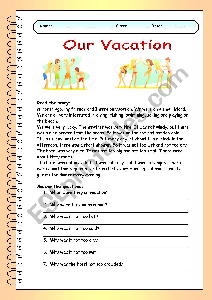 Our Vacation (reading practice)
