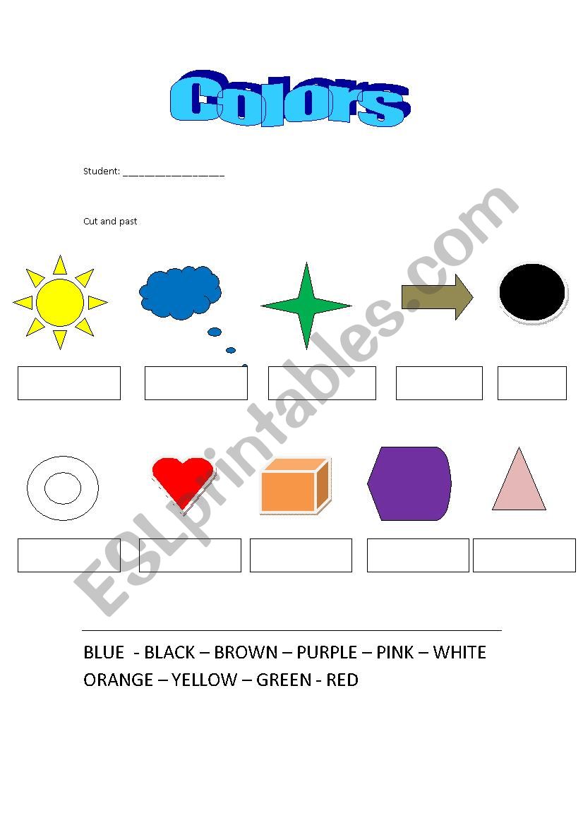 COLORS worksheet