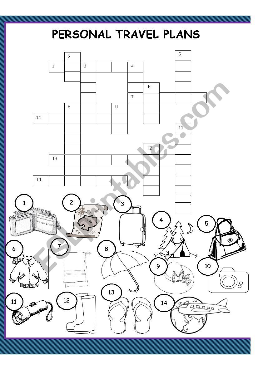 Personal Travel Plans Crossword