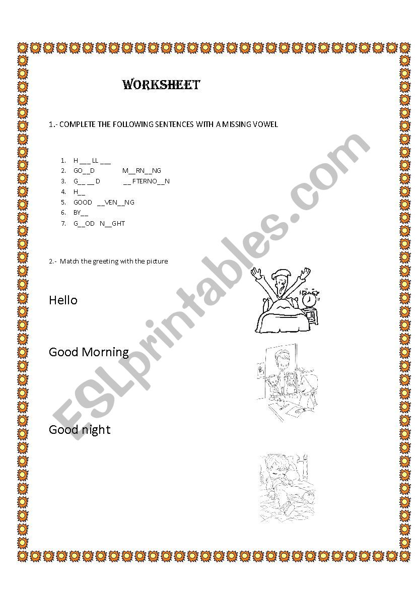 GREETINGS  worksheet