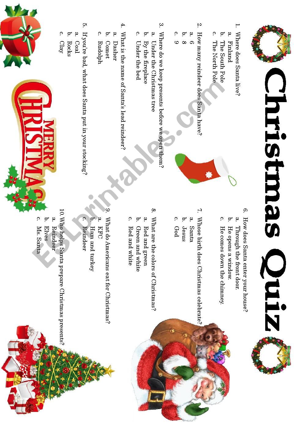 Christmas Quiz worksheet