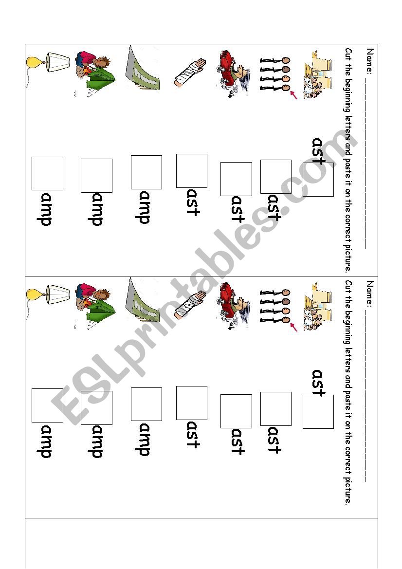 Words ending in -ast and -amp worksheet