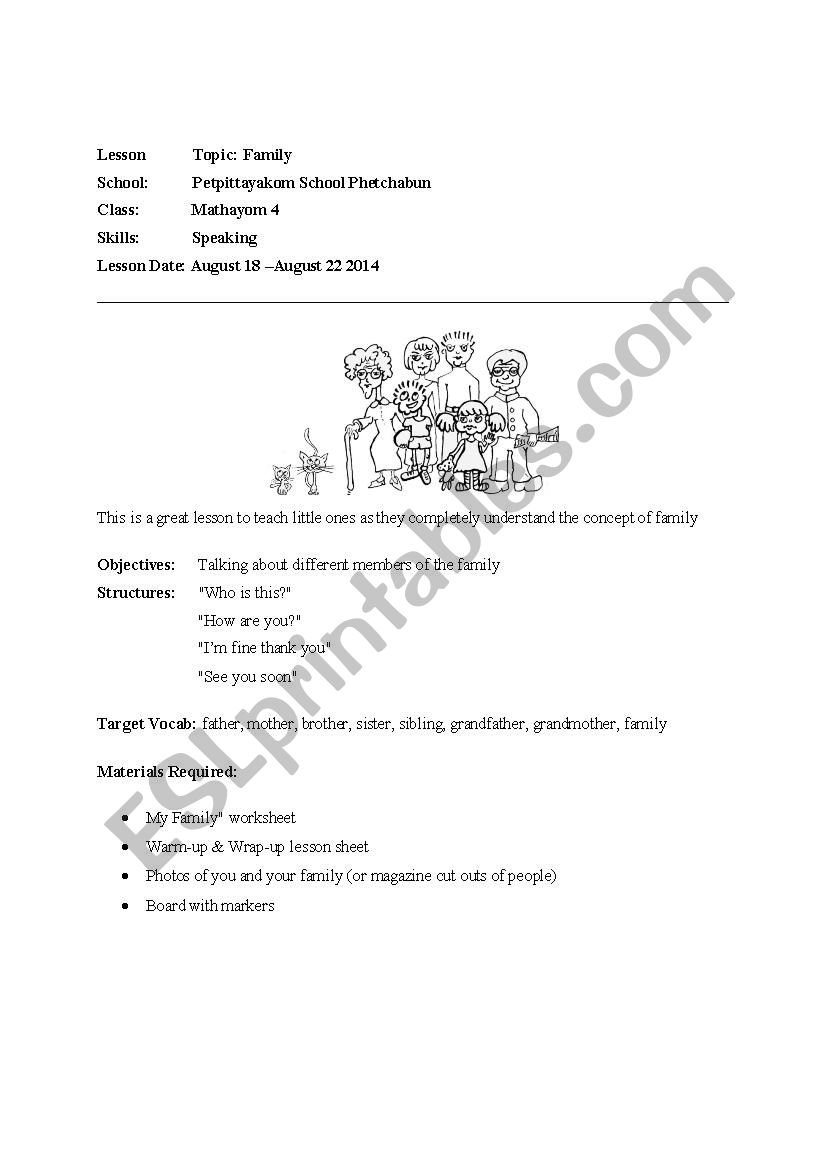 family worksheet