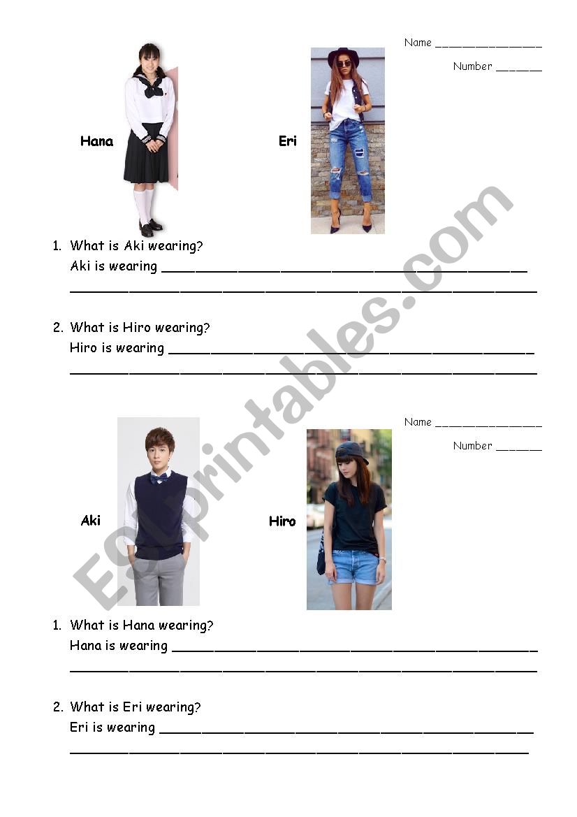 Clothing Worksheet worksheet