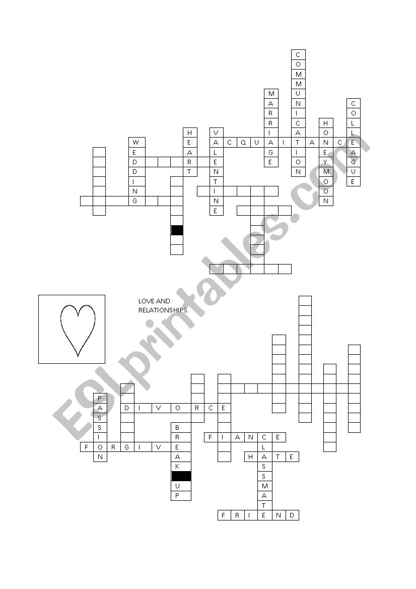 CROSSWORDS ABOUT RELATIONSHIPS