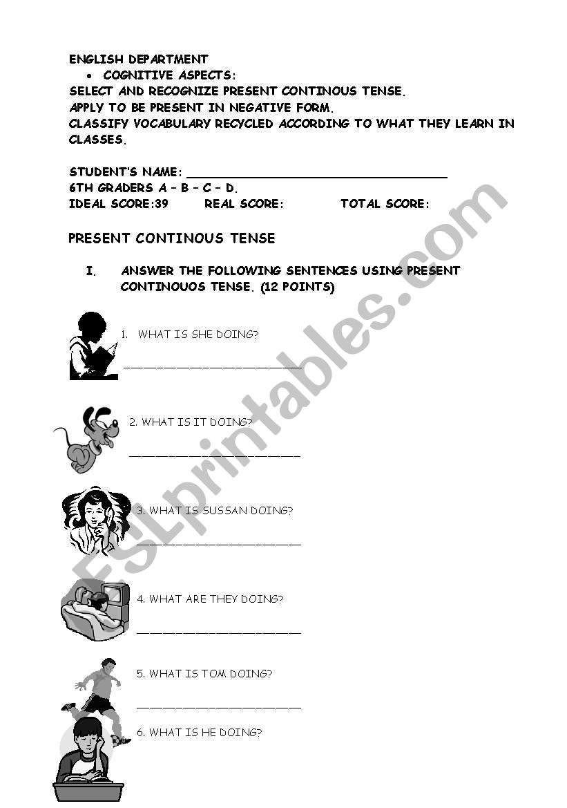 present continuous worksheet