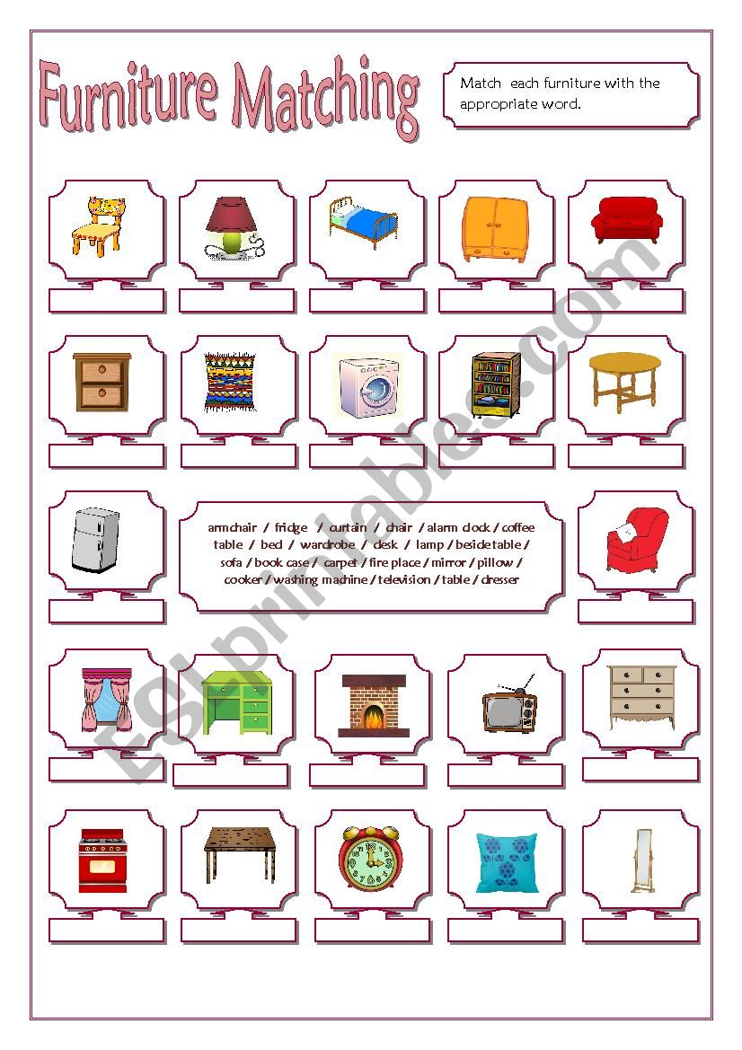 Furniture matching worksheet