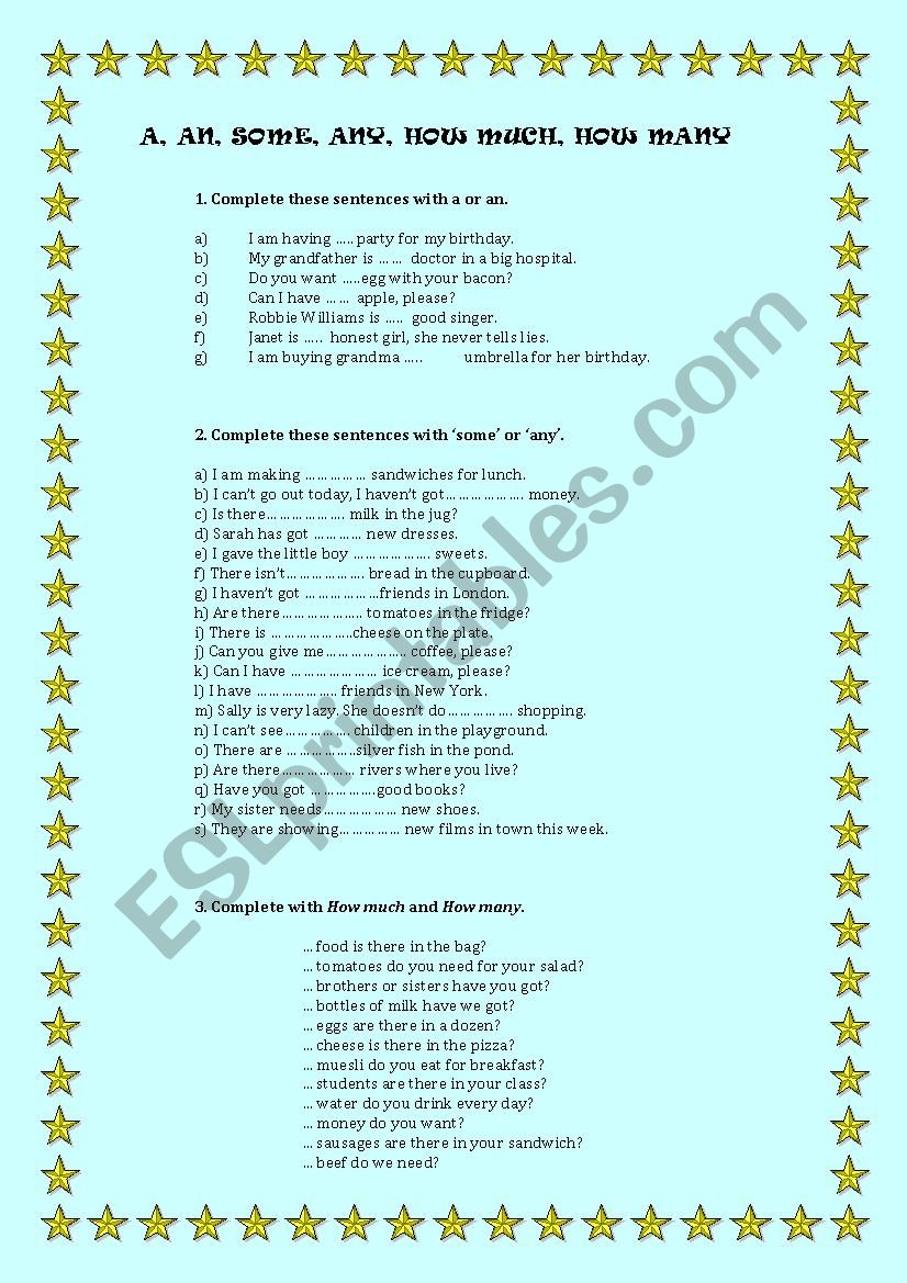 Quantifiers worksheet