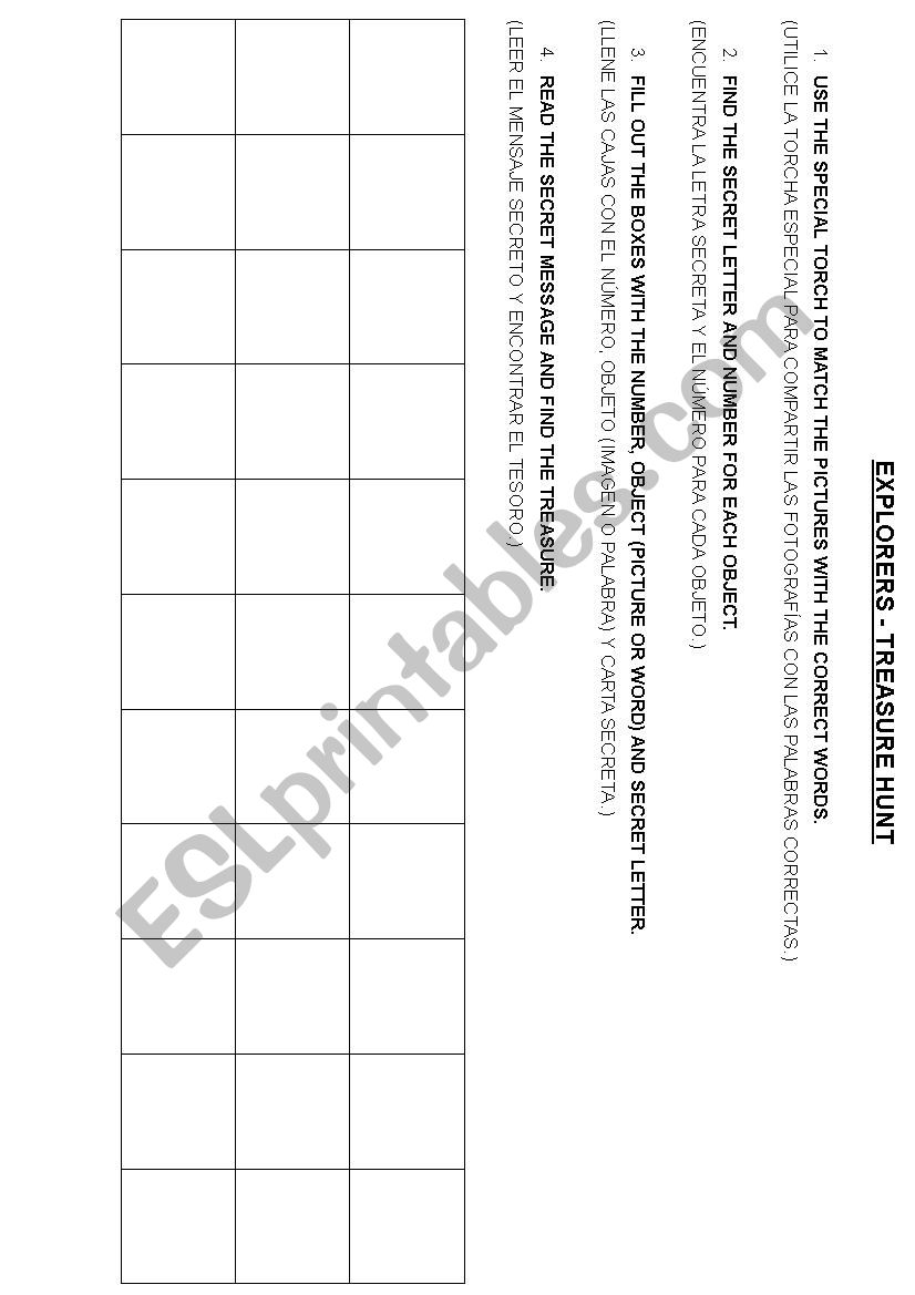 Treasure Hunt Clue Template worksheet