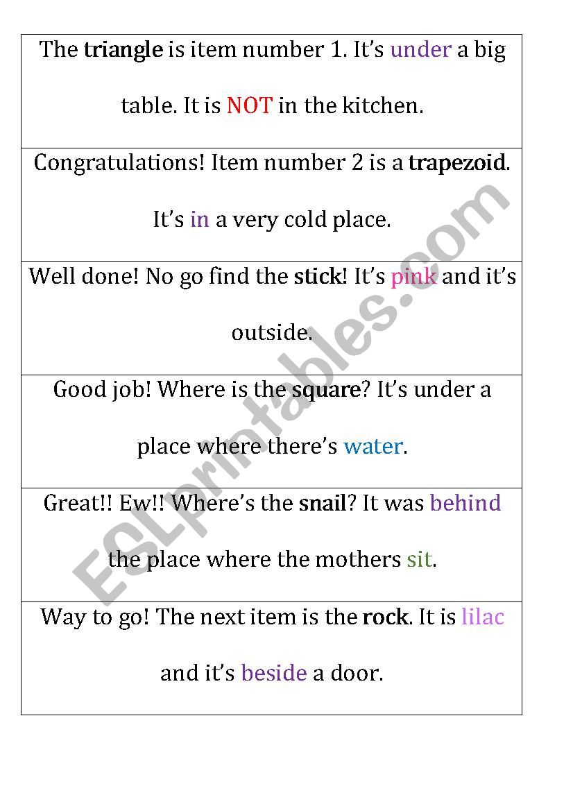 Scavenger hunt for kids worksheet