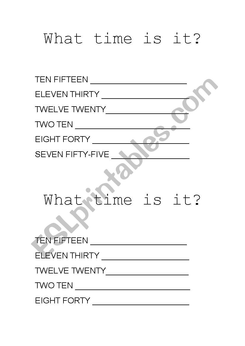 Time worksheet