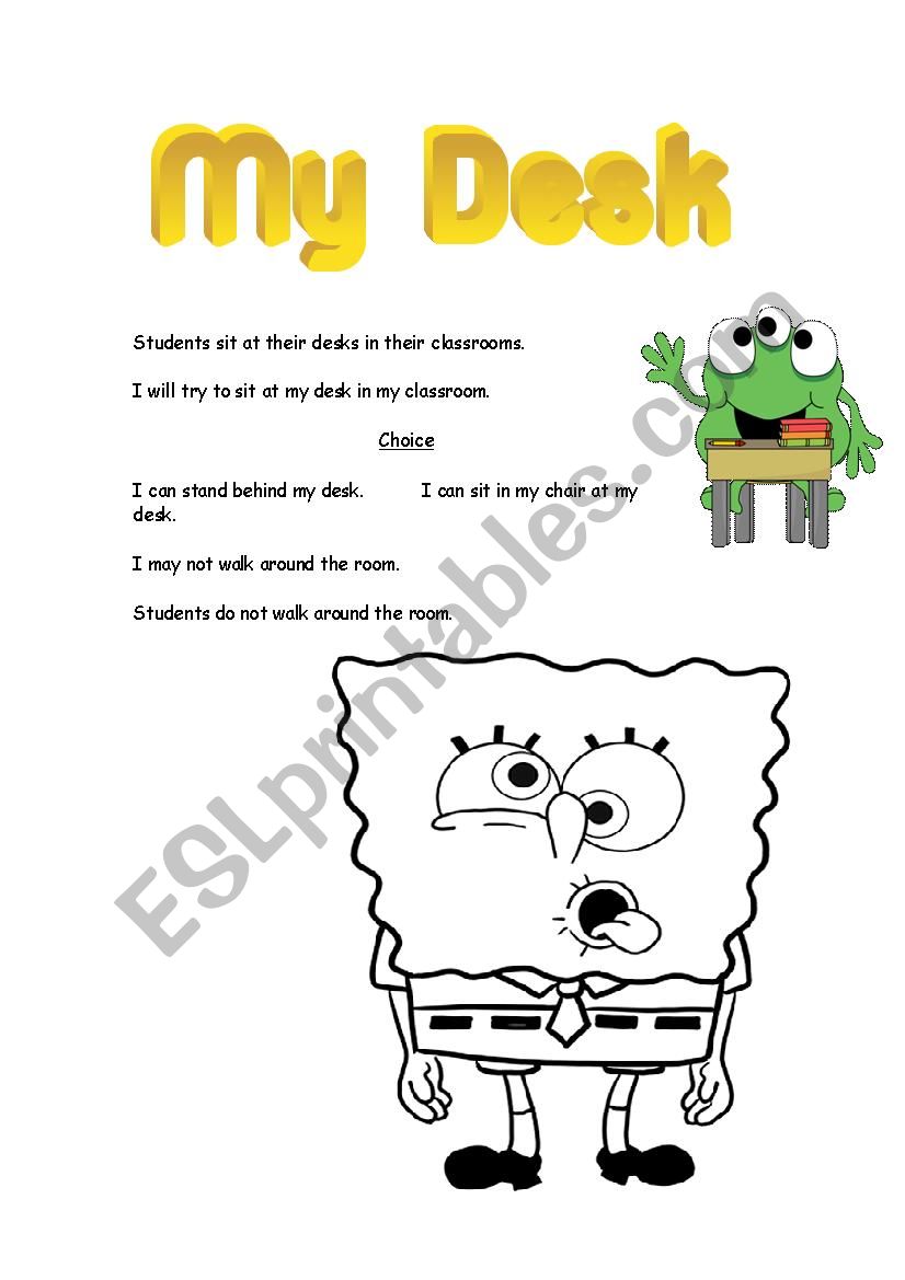 Social skills story spongebob hitting pushing and desk coloring and puzzle