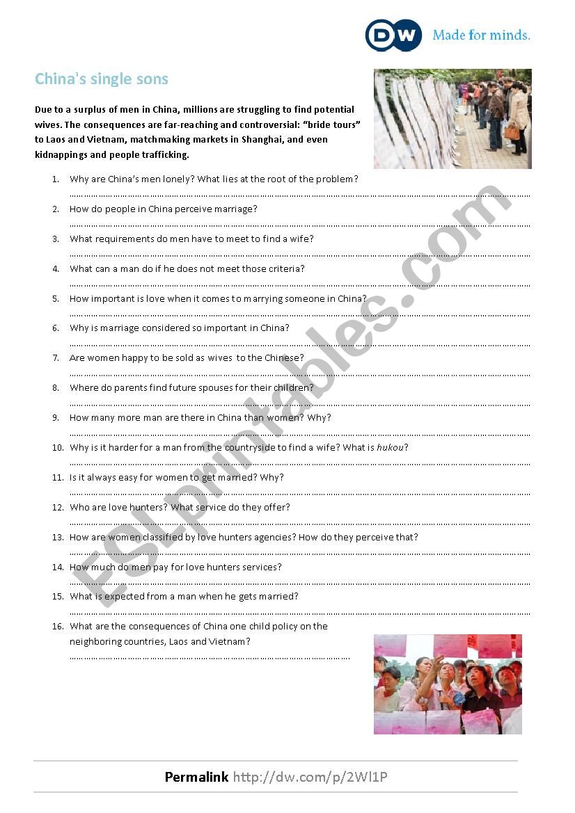 DW Documentaries - ChinaÂ´s Single Sons