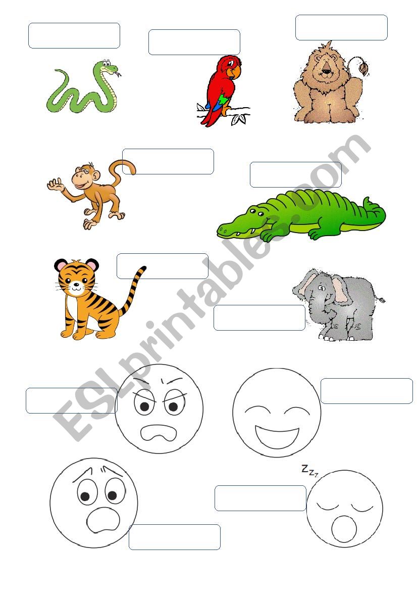 Animals and Emotions puzzle worksheet
