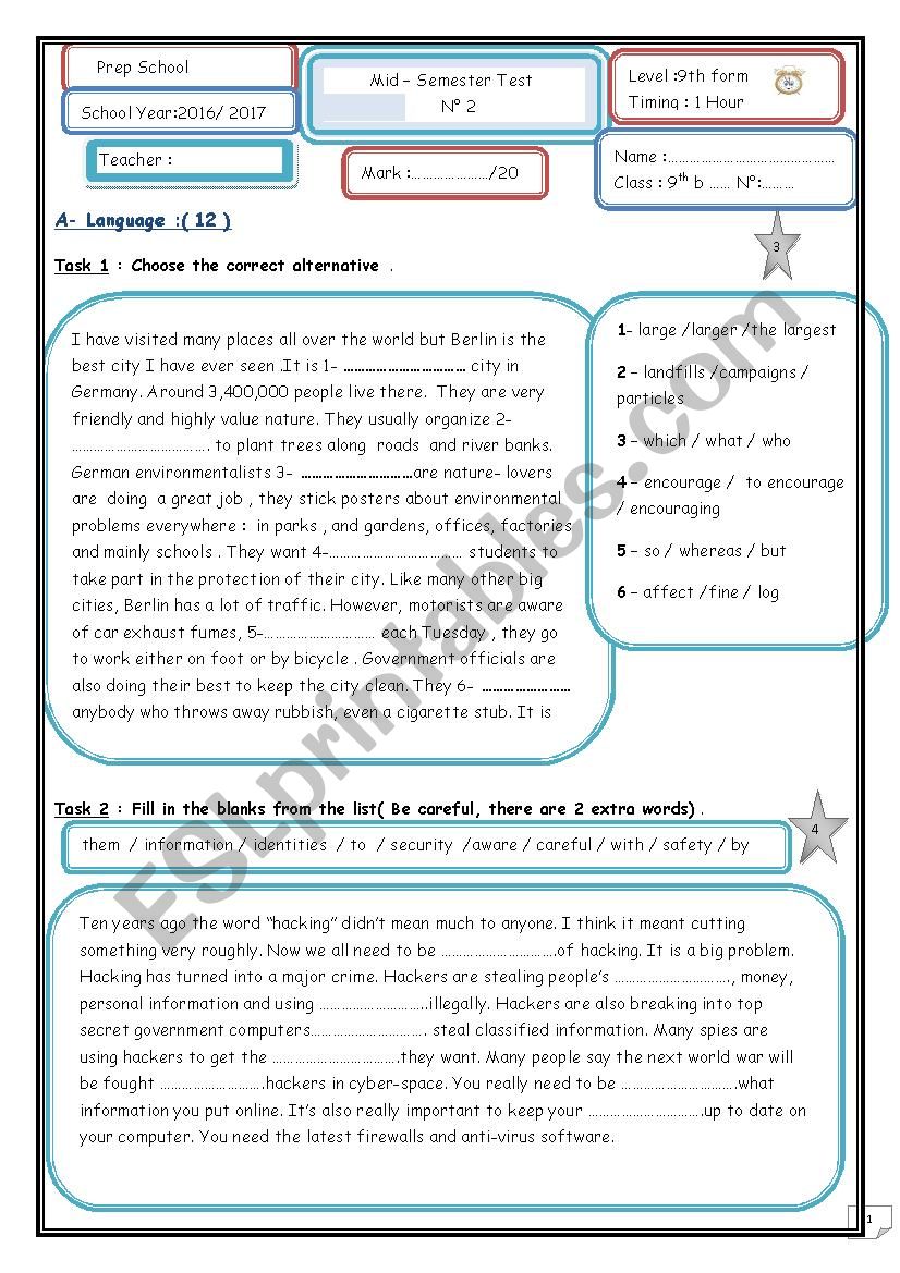 9th mid-semester test n2 worksheet