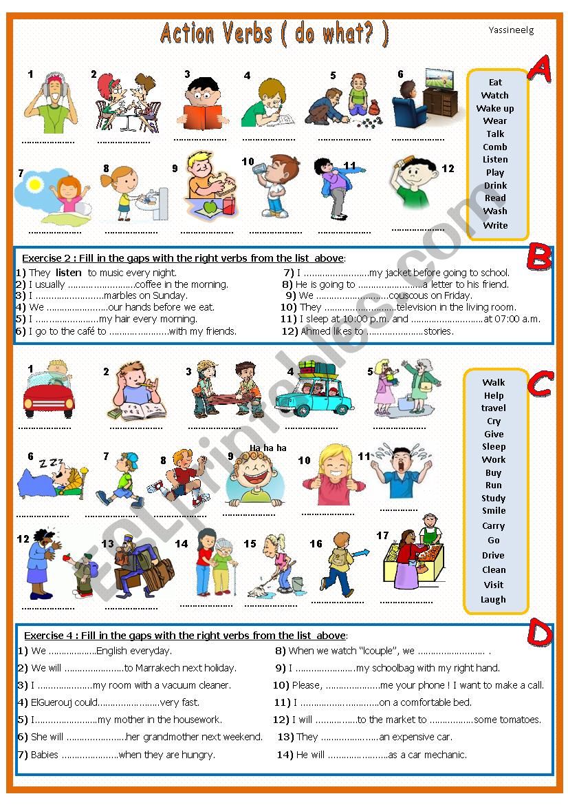 Action Verbs worksheet