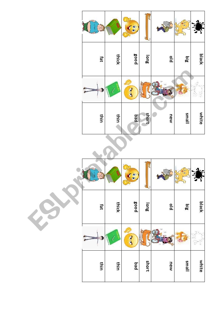 Opposite adjectives handout worksheet